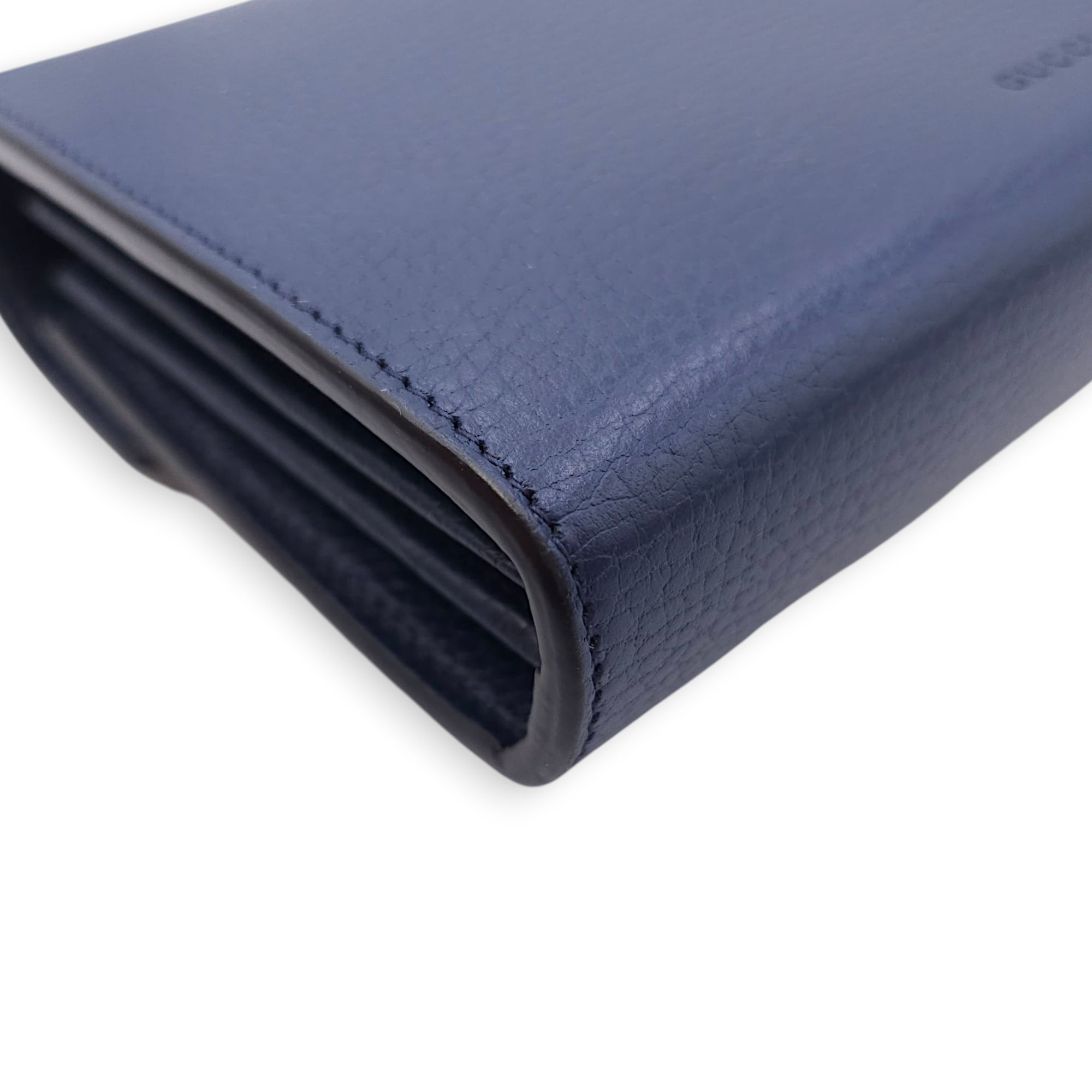 Dionysus Blue Wallet on Chain in Calfskin, Silver hardware