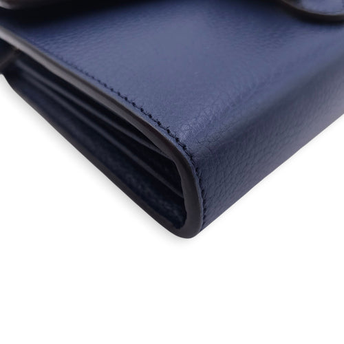 Dionysus Blue Wallet on Chain in Calfskin, Silver hardware