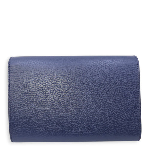 Dionysus Blue Wallet on Chain in Calfskin, Silver hardware