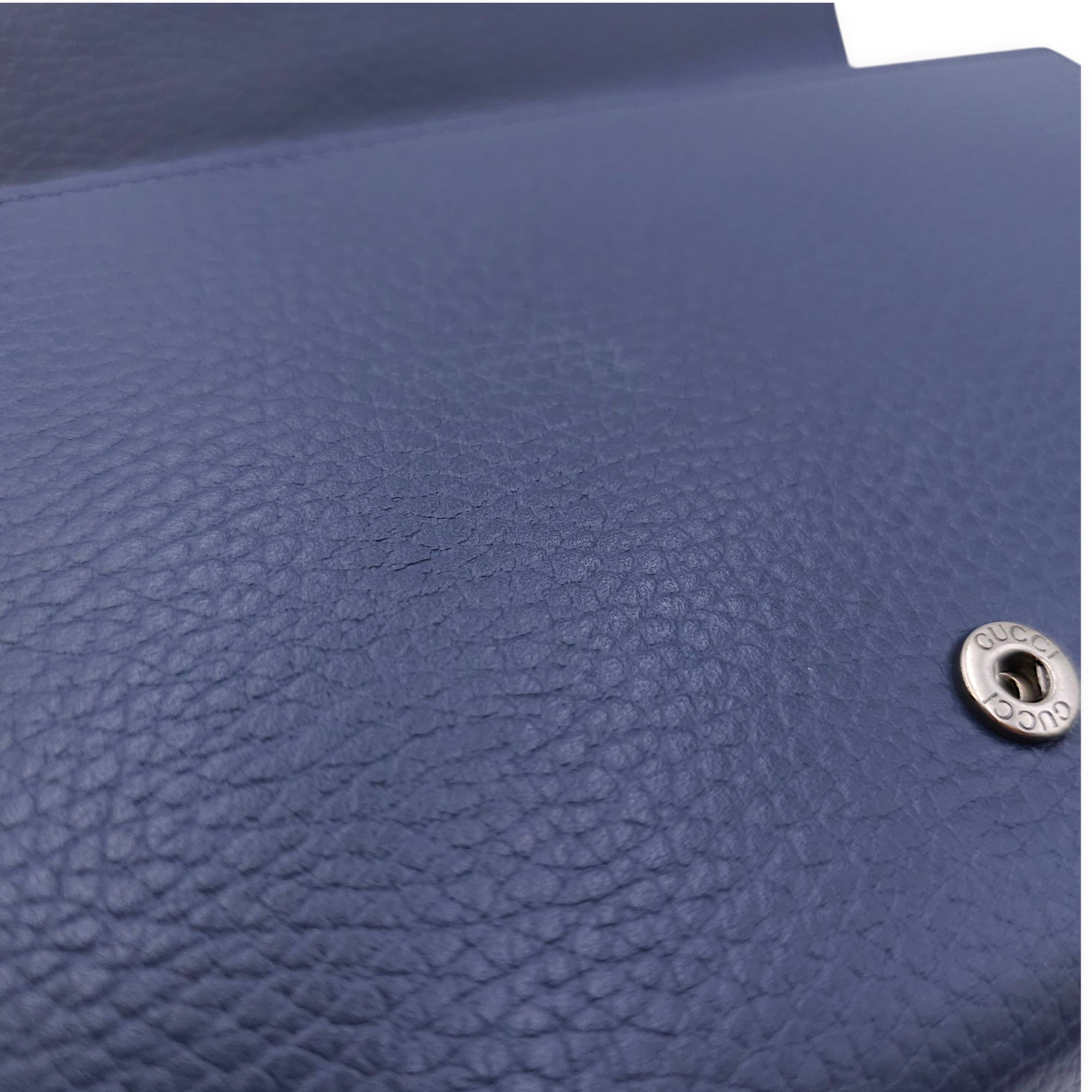 Dionysus Blue Wallet on Chain in Calfskin, Silver hardware