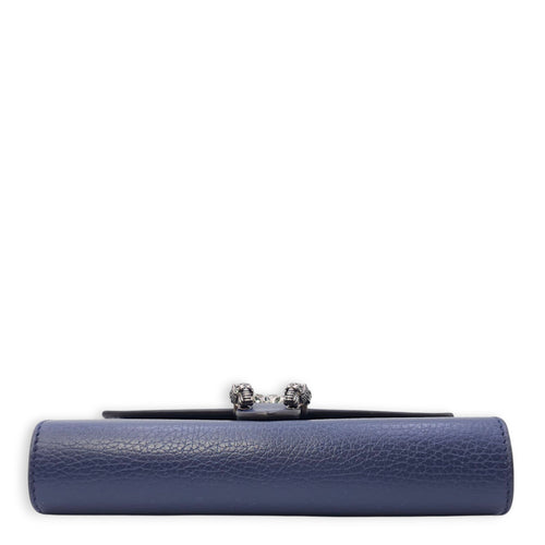 Dionysus Blue Wallet on Chain in Calfskin, Silver hardware