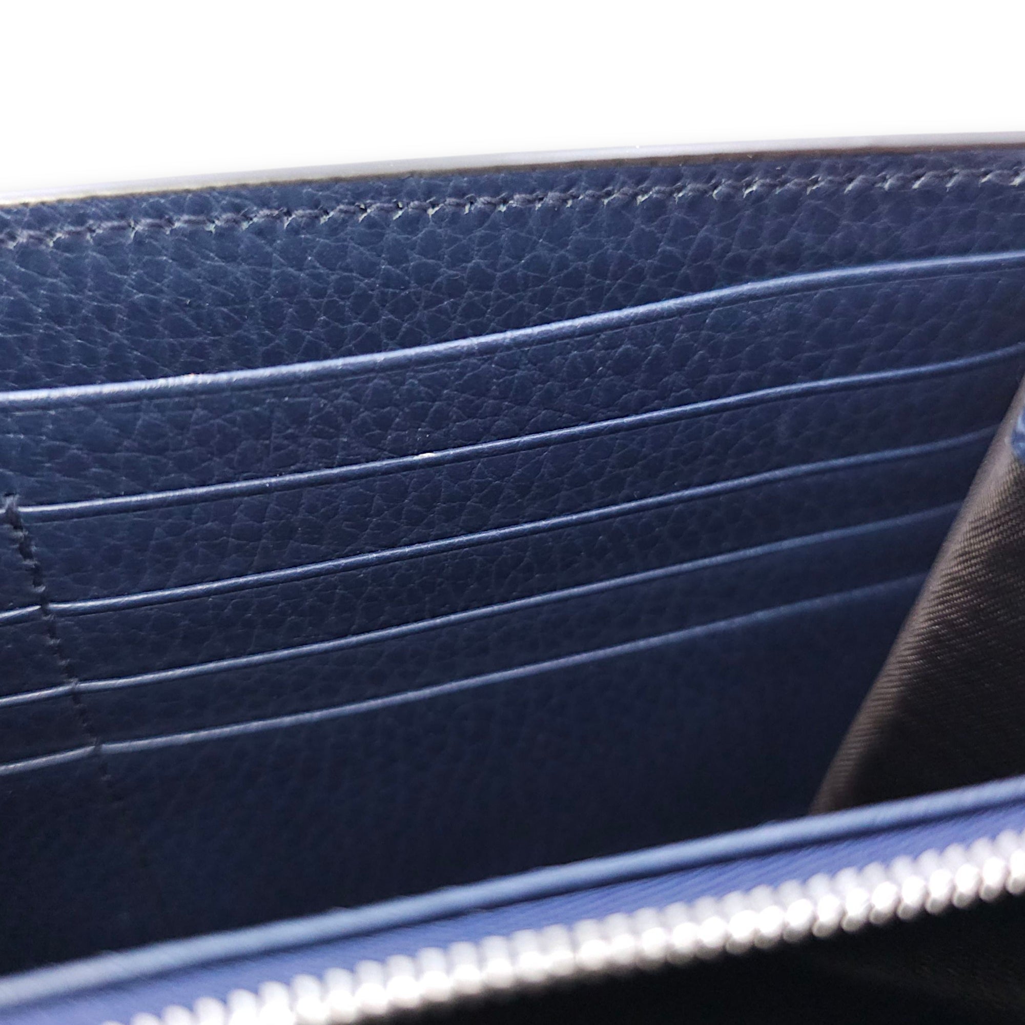 Dionysus Blue Wallet on Chain in Calfskin, Silver hardware