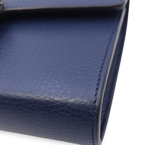 Dionysus Blue Wallet on Chain in Calfskin, Silver hardware