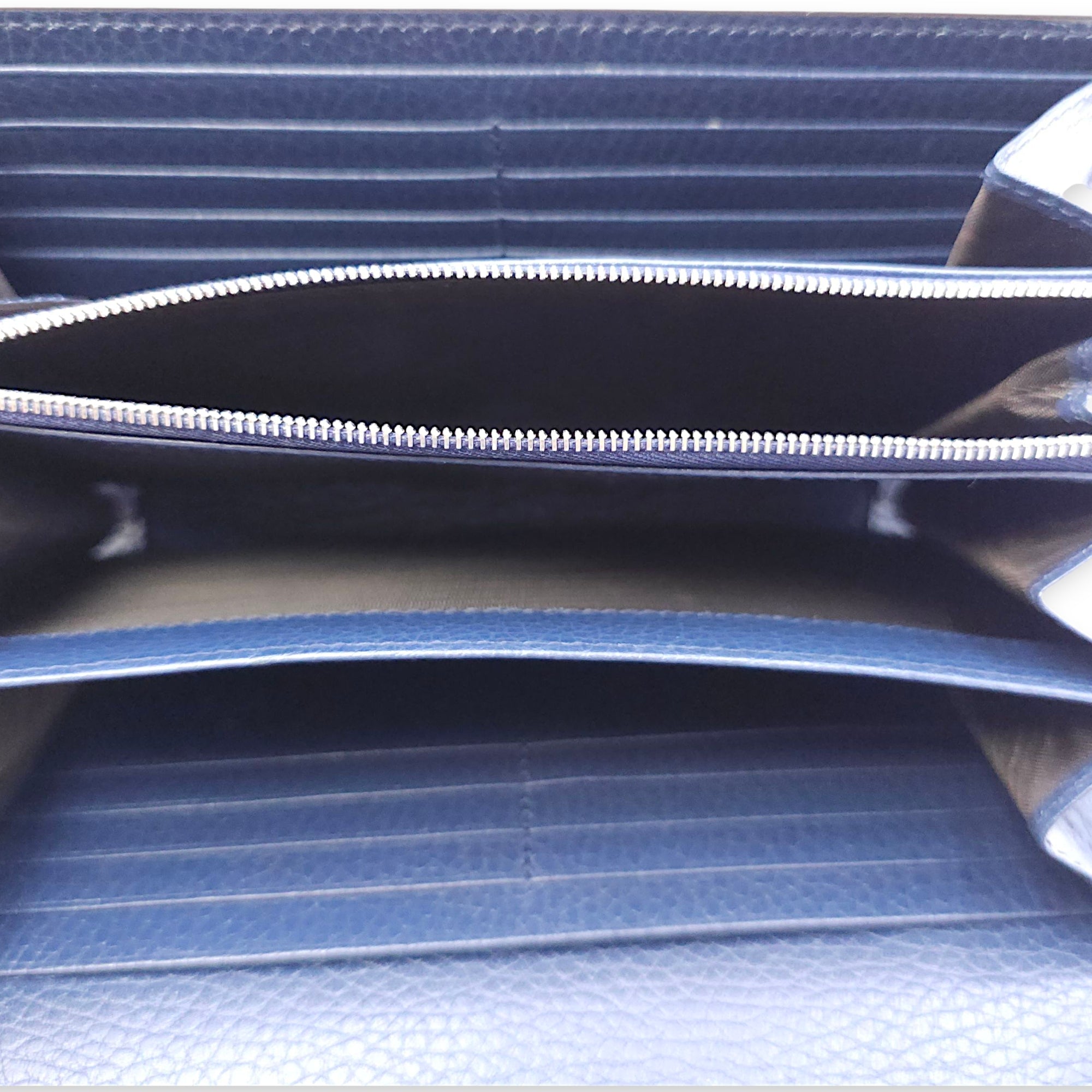 Dionysus Blue Wallet on Chain in Calfskin, Silver hardware