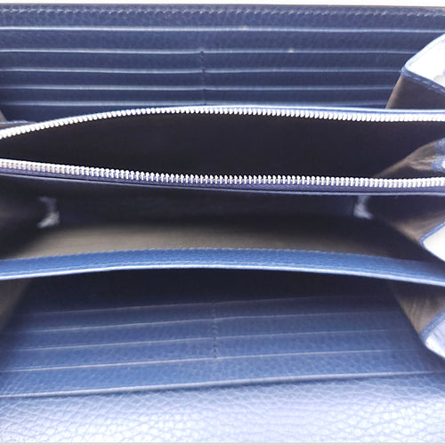 Dionysus Blue Wallet on Chain in Calfskin, Silver hardware