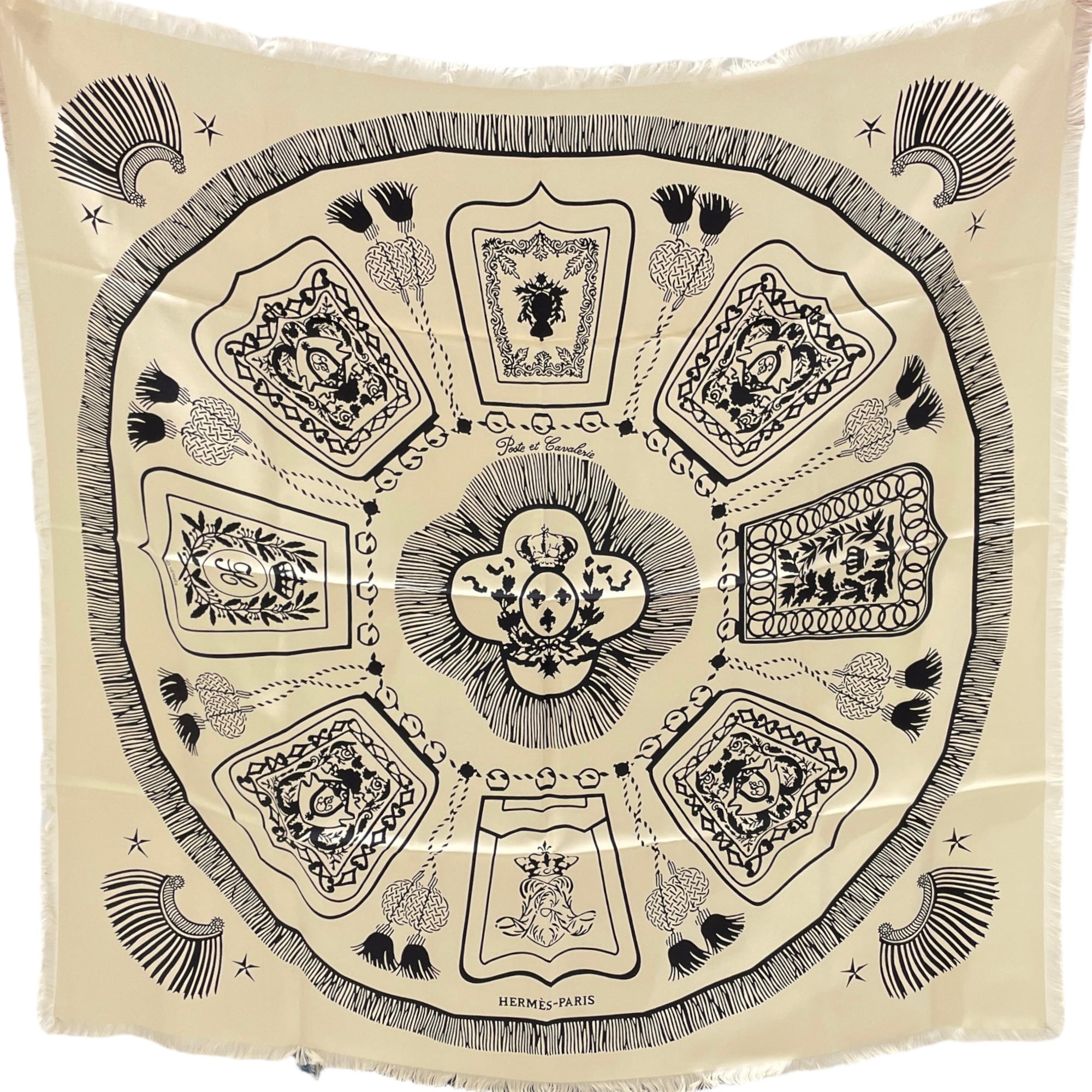 Poste et Cavalerire 80 Ecru/Noir Scarf