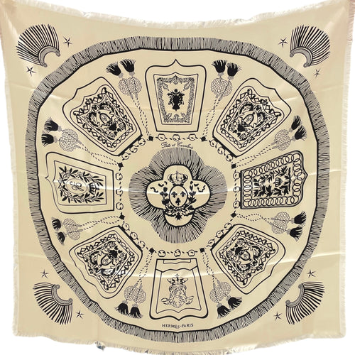 Poste et Cavalerire 80 Ecru/Noir Scarf