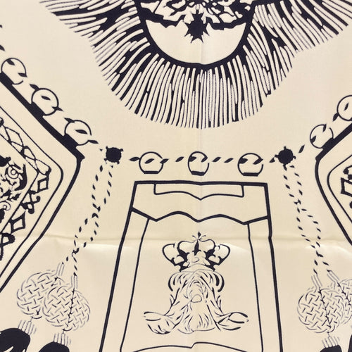 Poste et Cavalerire 80 Ecru/Noir Scarf