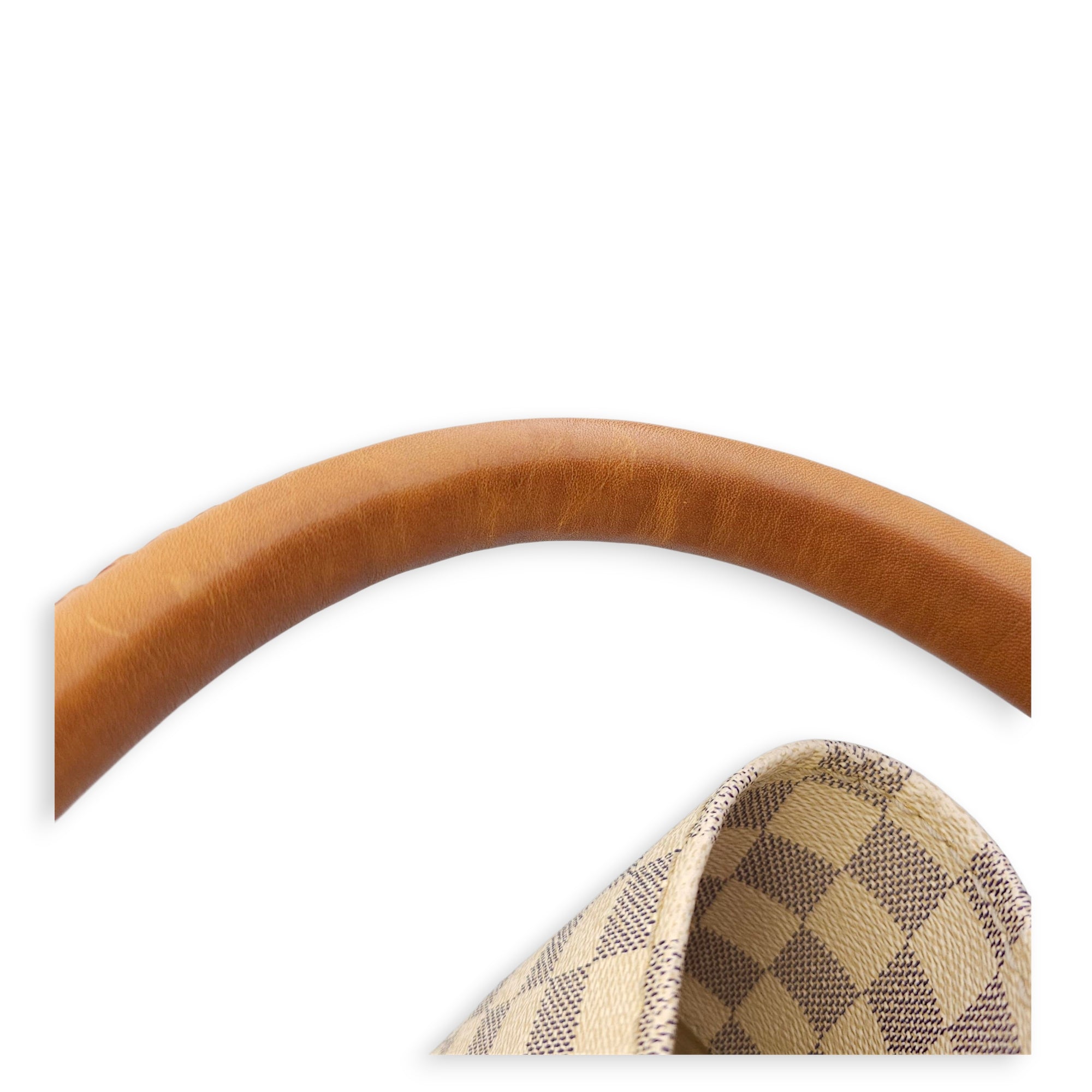 Damier Artsy Azur MM White Top Handle Bag in Canvas, Gold hardware