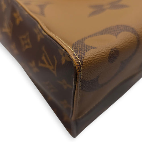 OnTheGo MM Brown Tote Bag in Canvas, Gold hardware