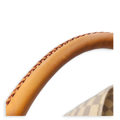 Damier Artsy Azur MM White Top Handle Bag in Canvas, Gold hardware