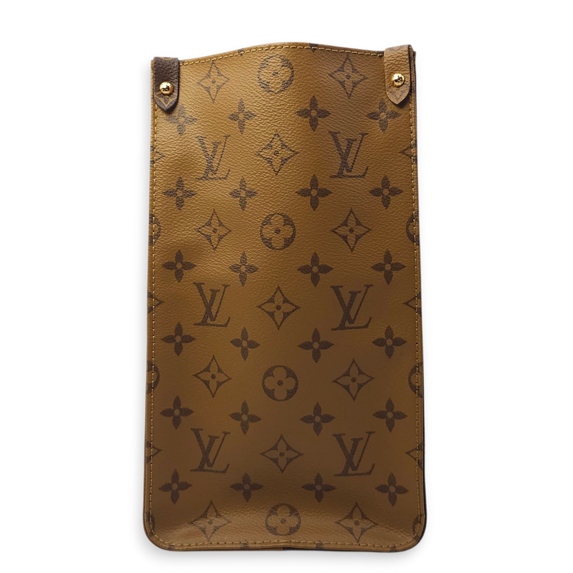 OnTheGo MM Brown Tote Bag in Canvas, Gold hardware