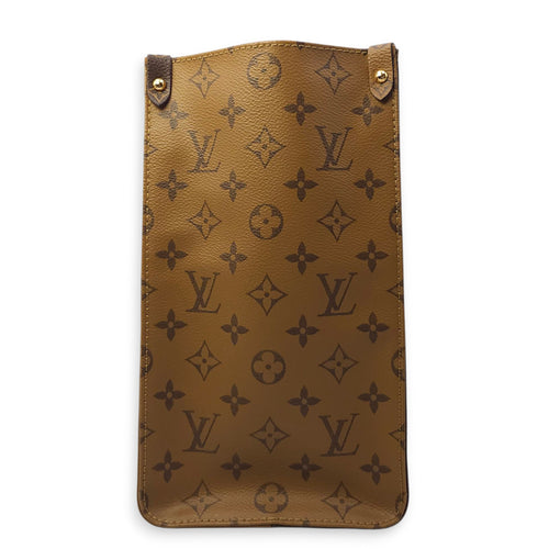 OnTheGo MM Brown Tote Bag in Canvas, Gold hardware