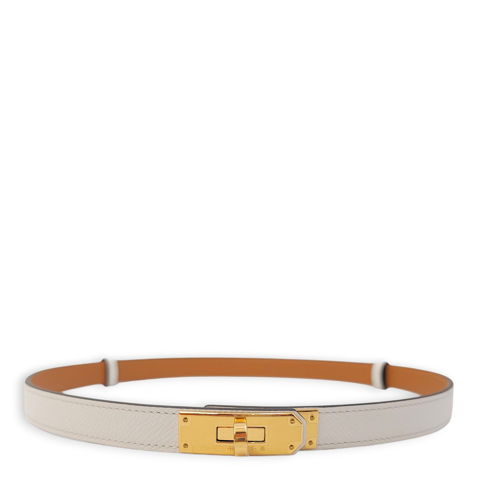Kelly 18 Blanc Belt in Epsom, Gold hardware