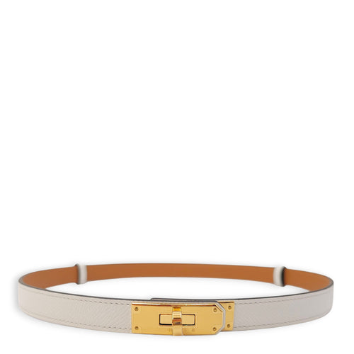 Kelly 18 Blanc Belt in Epsom, Gold hardware