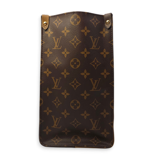 OnTheGo MM Brown Tote Bag in Canvas, Gold hardware