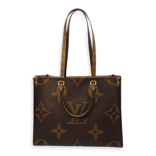 OnTheGo MM Brown Tote Bag in Canvas, Gold hardware
