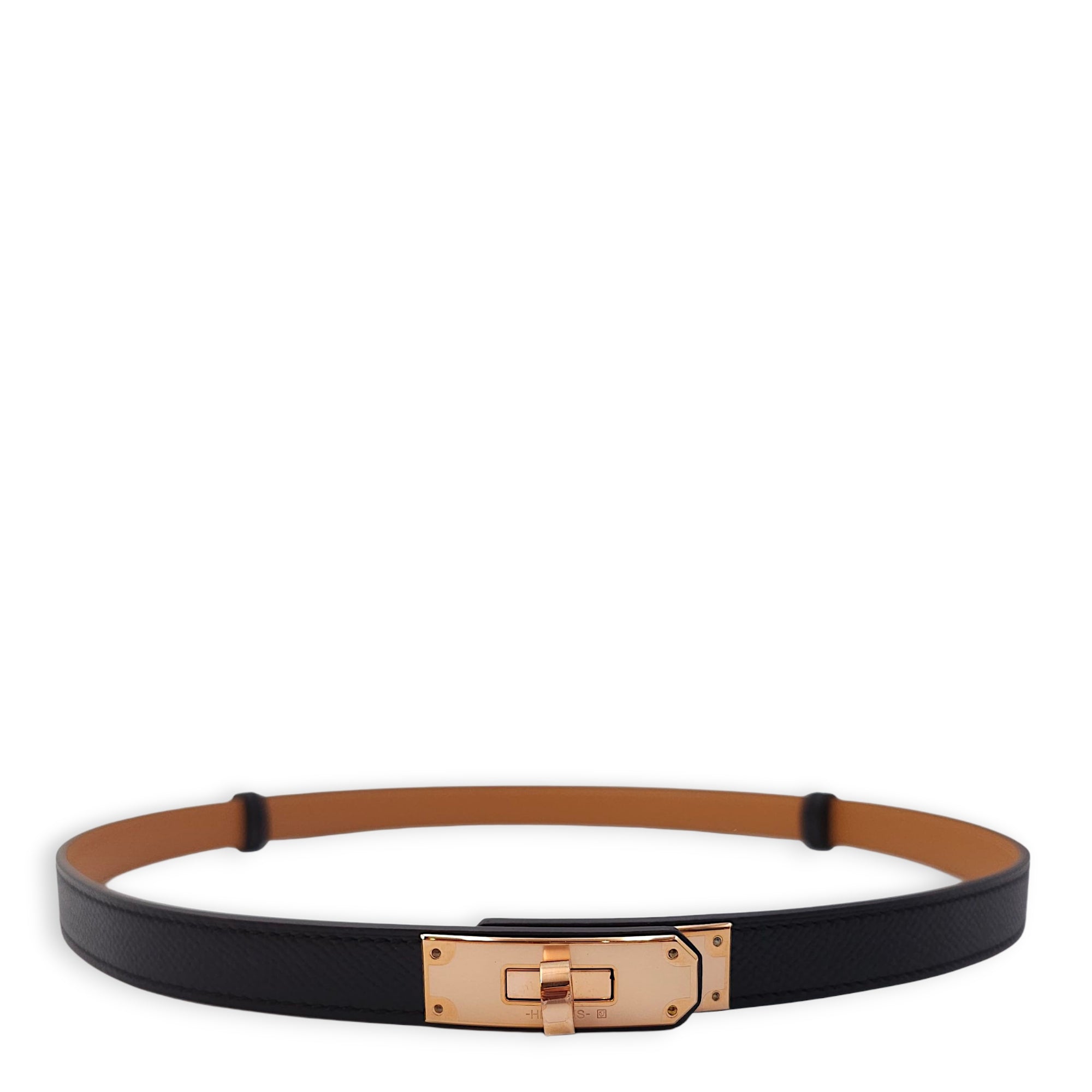 Kelly 18 Black Belt in Epsom, Rose Gold hardware