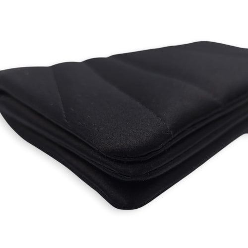 CC Black Clutch in Satin, Pearls/Beads hardware