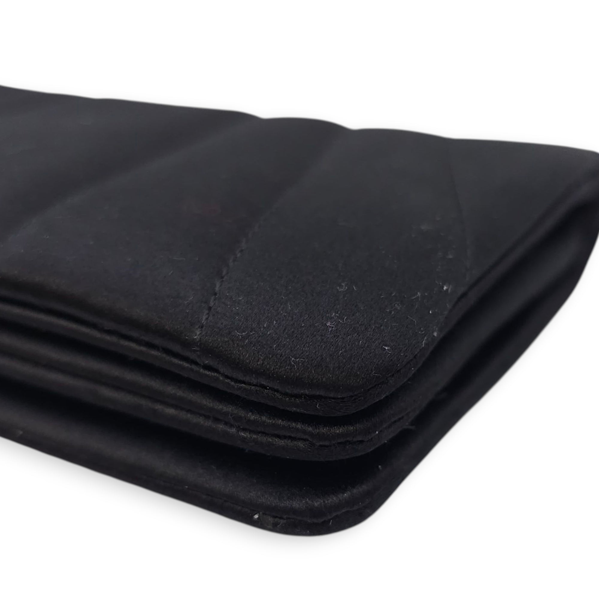 CC Black Clutch in Satin, Pearls/Beads hardware