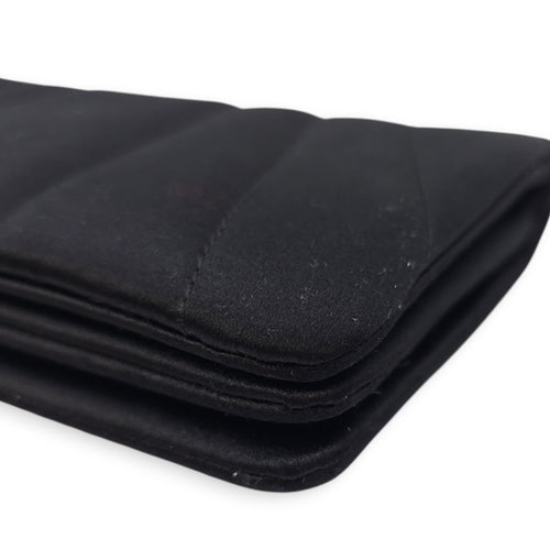 CC Black Clutch in Satin, Pearls/Beads hardware