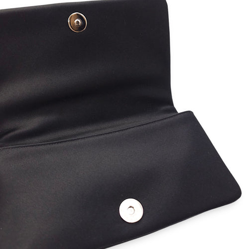 CC Black Clutch in Satin, Pearls/Beads hardware