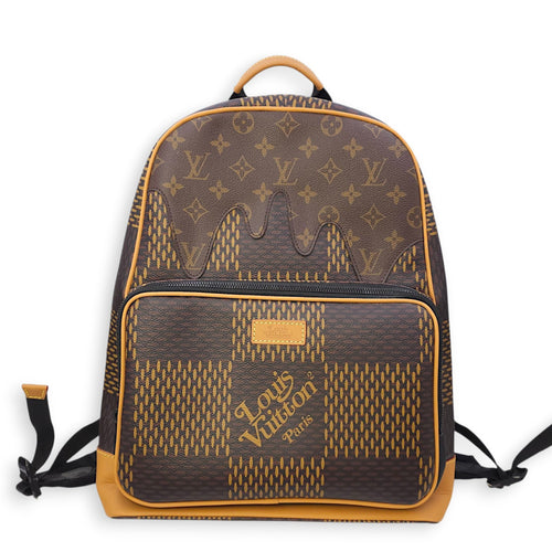Nigo Campus Brown Backpack in Canvas Gunmetal hardware CL2511-16687 2