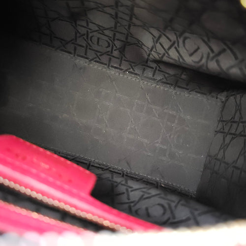 Lady Dior Medium Red Shoulder Bag in Lambskin, Gold hardware