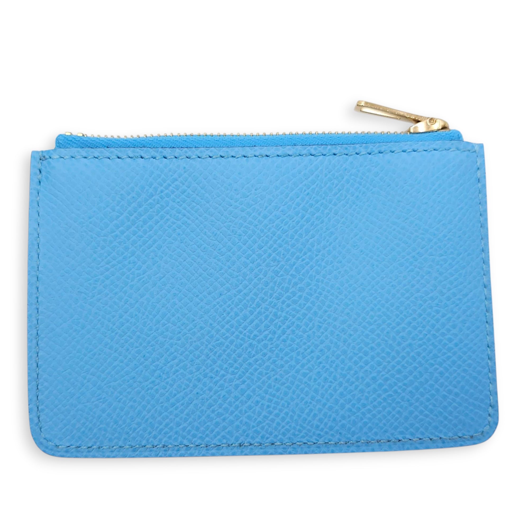 Constance Slim Celeste Wallet in Epsom, Gold hardware