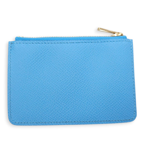 Constance Slim Celeste Wallet in Epsom, Gold hardware