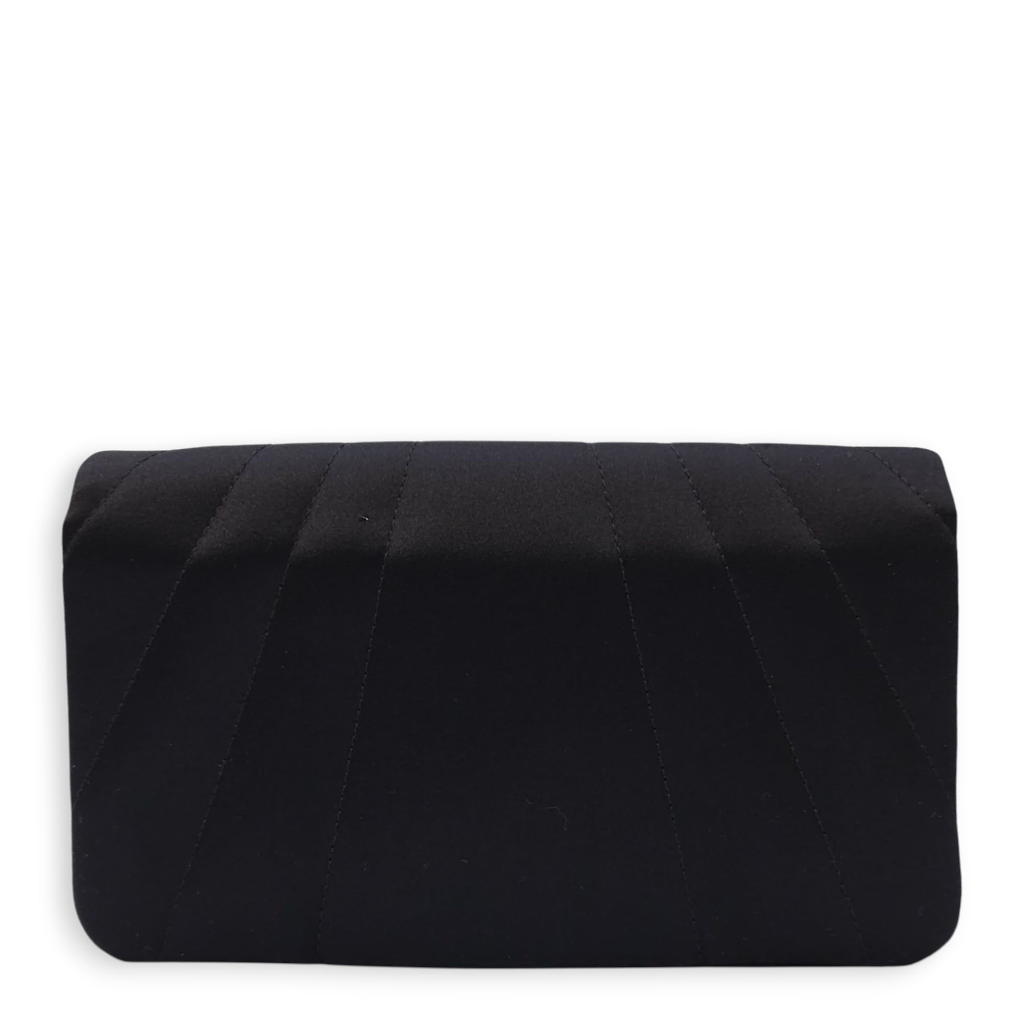 CC Black Clutch in Satin, Pearls/Beads hardware