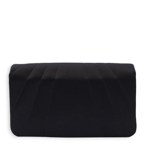 CC Black Clutch in Satin, Pearls/Beads hardware