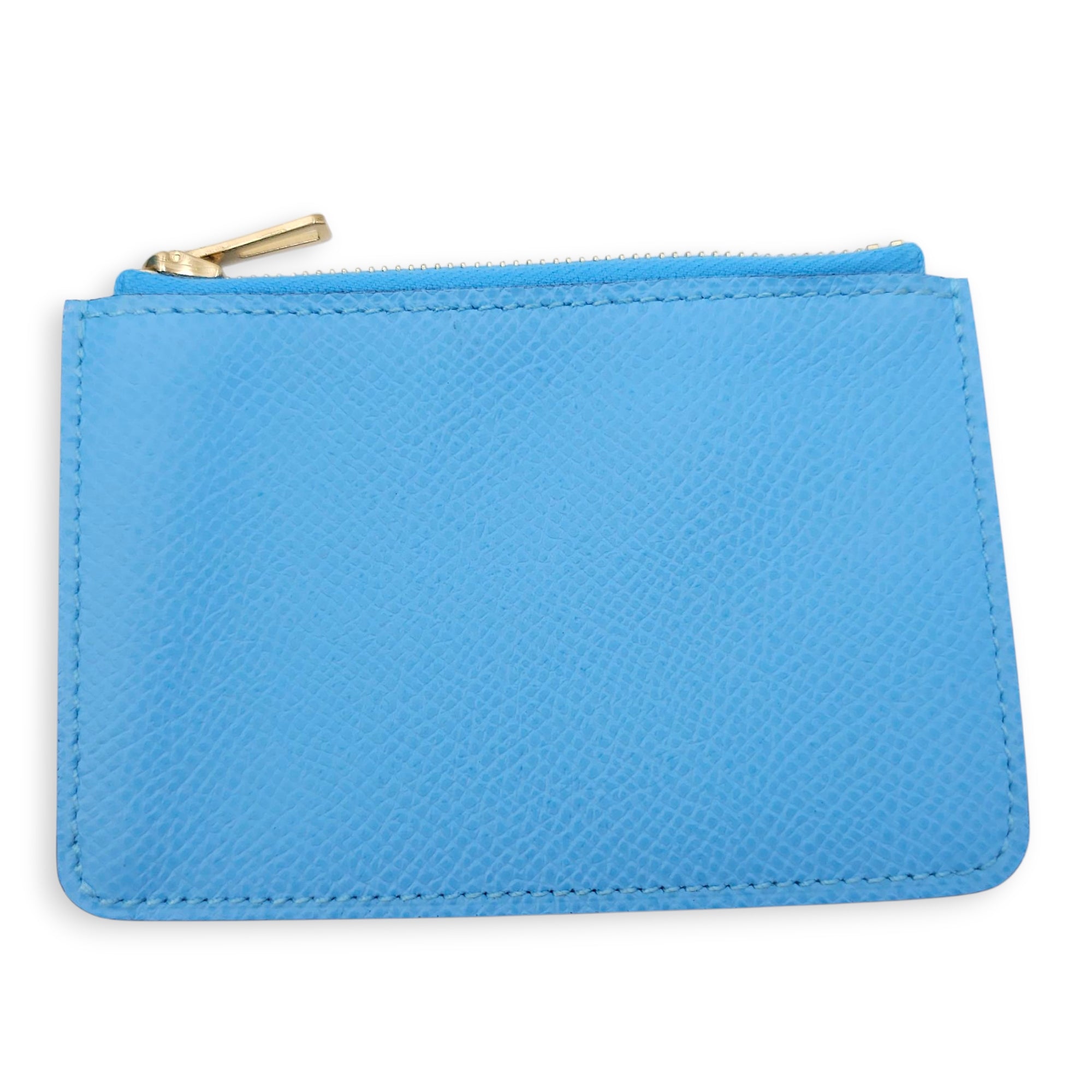 Constance Slim Celeste Wallet in Epsom, Gold hardware