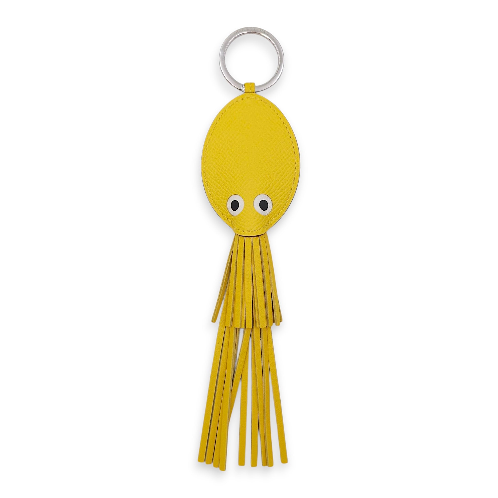 Poulpe Key Ring Jaune De Naples Charm in Epsom, Stainless Steel hardware
