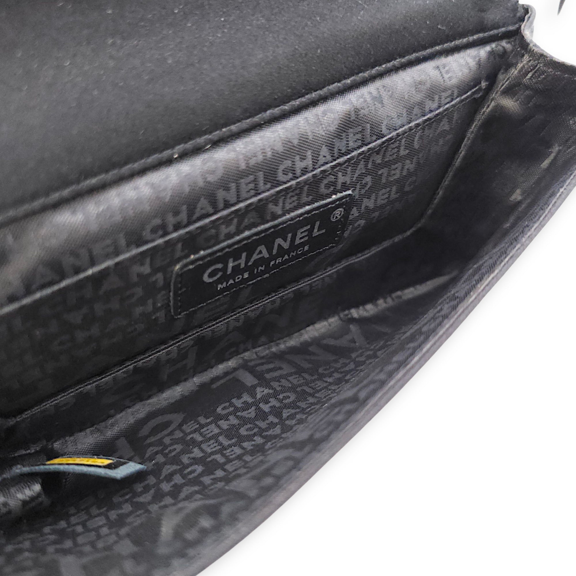 CC Black Clutch in Satin, Pearls/Beads hardware