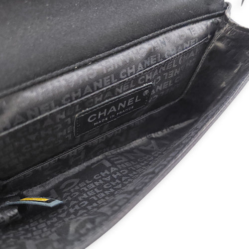 CC Black Clutch in Satin, Pearls/Beads hardware