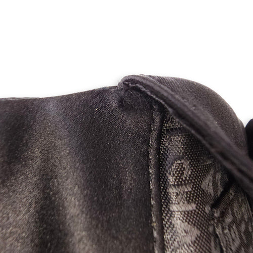 CC Black Clutch in Satin, Pearls/Beads hardware