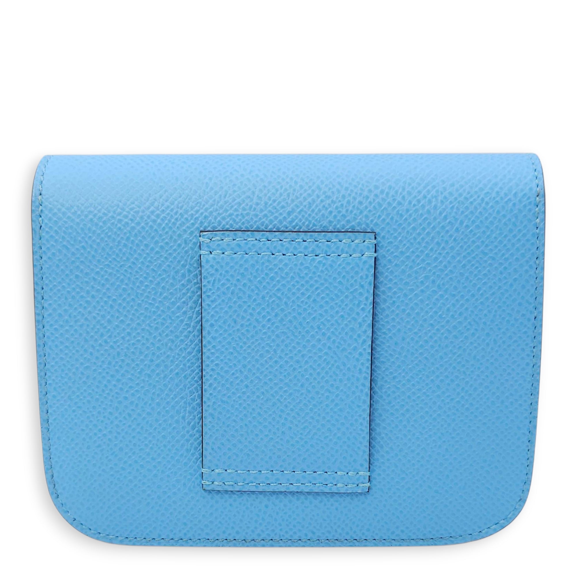 Constance Slim Celeste Wallet in Epsom, Gold hardware
