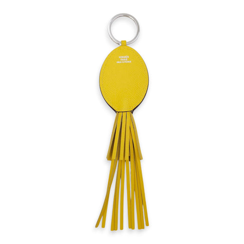 Poulpe Key Ring Jaune De Naples Charm in Epsom, Stainless Steel hardware