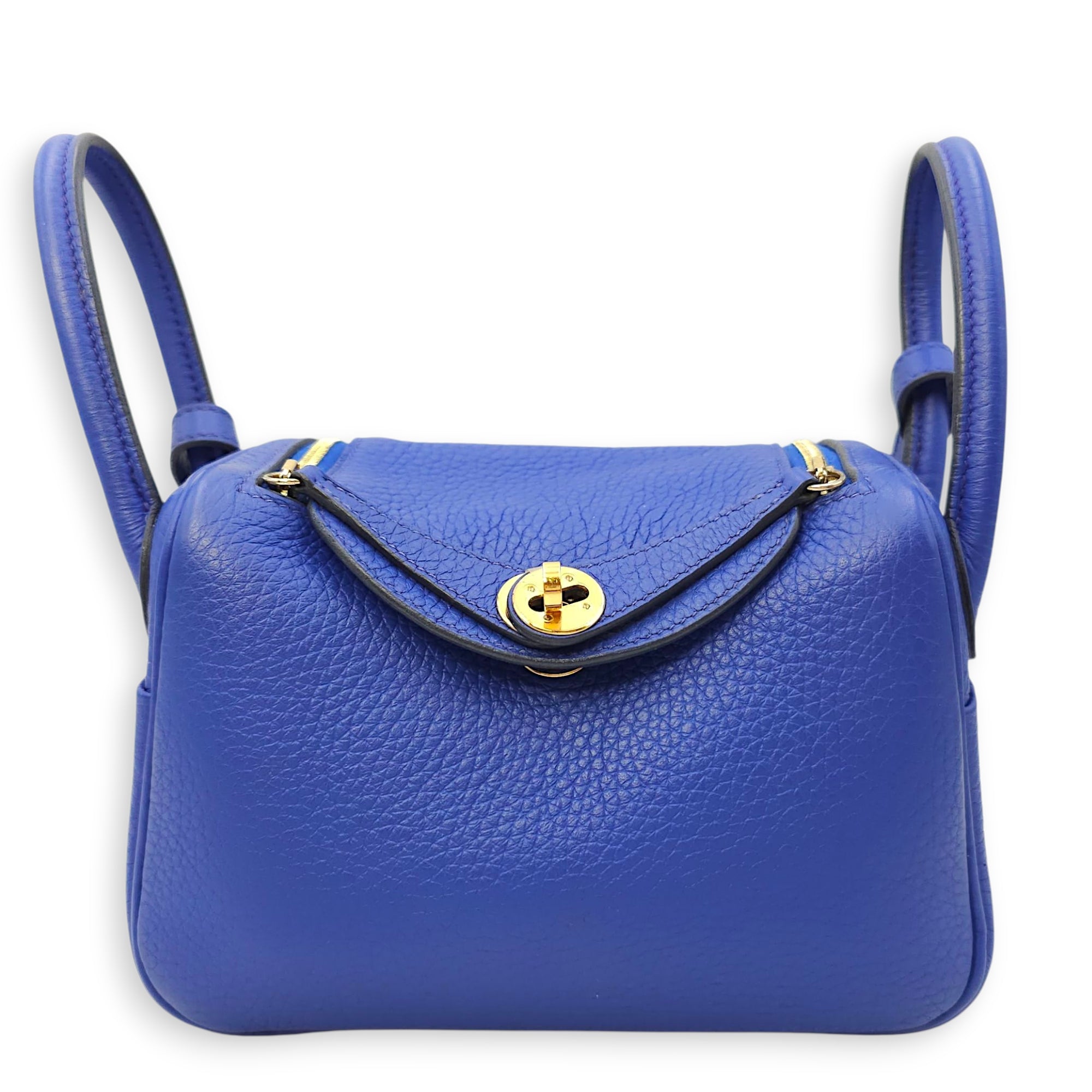 Lindy Mini Blue Royal in Clemence, Gold hardware