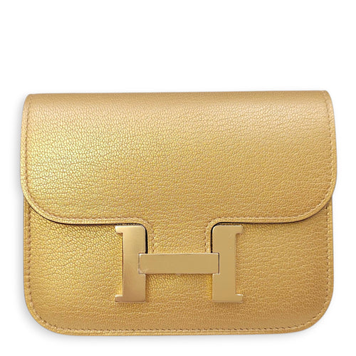 Constance Slim Dore Wallet in Chevre Chamkilight, Gold hardware