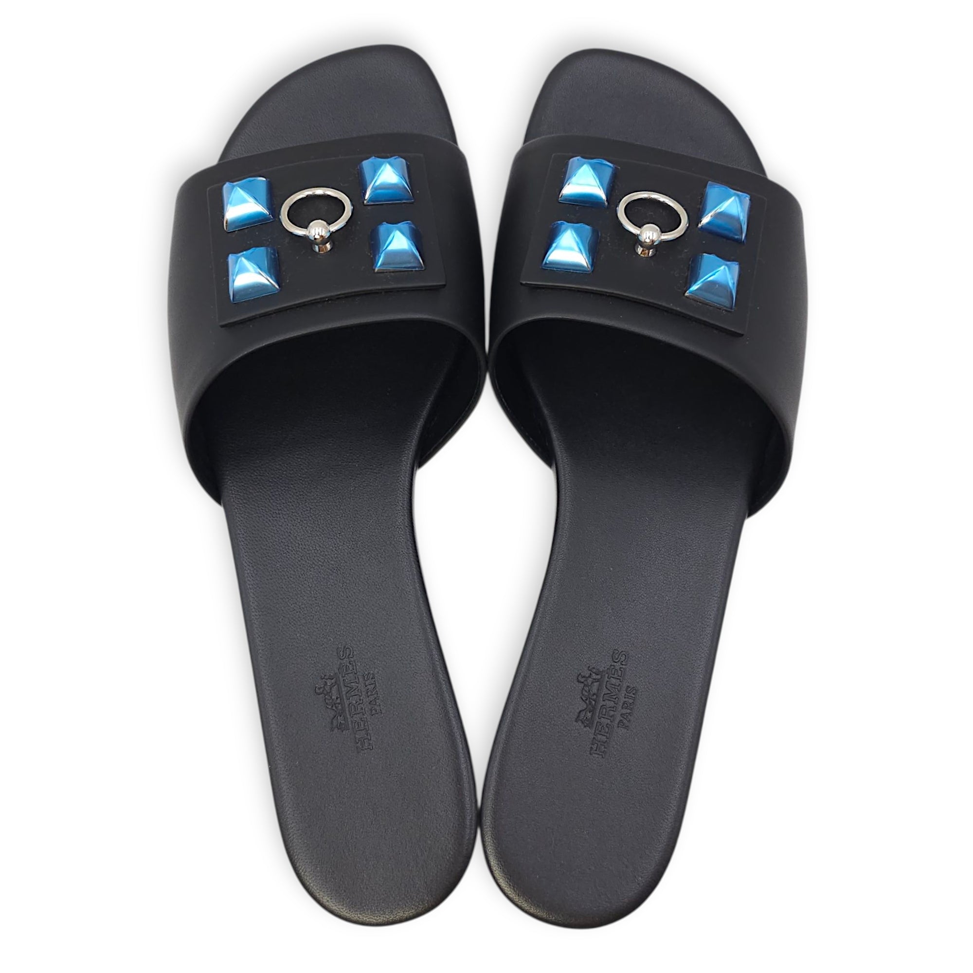 Dune 39 Black Sandals in Calfskin, Palladium hardware