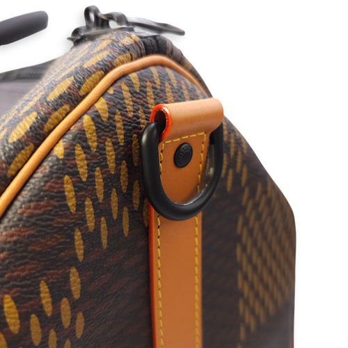 Nigo Keepall Bandouliere 50cm Brown Monogram Shoulder Bag in Canvas, Gunmetal hardware