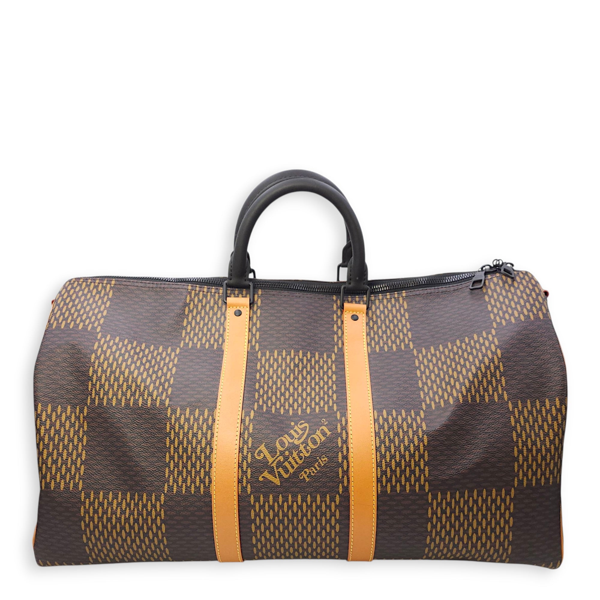 Nigo Keepall Bandouliere 50cm Brown Monogram Shoulder Bag in Canvas, Gunmetal hardware