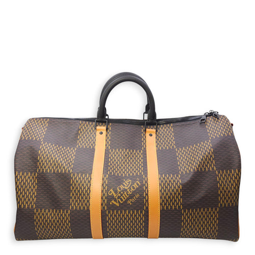 Nigo Keepall Bandouliere 50cm Brown Monogram Shoulder Bag in Canvas, Gunmetal hardware