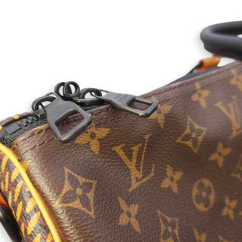 Nigo Keepall Bandouliere 50cm Brown Monogram Shoulder Bag in Canvas, Gunmetal hardware