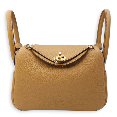 Lindy II Mini Biscuit in Clemence, Gold hardware
