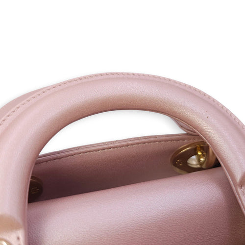 Lady Dior Mini Pink Crossbody Bag in Lambskin, Gold hardware