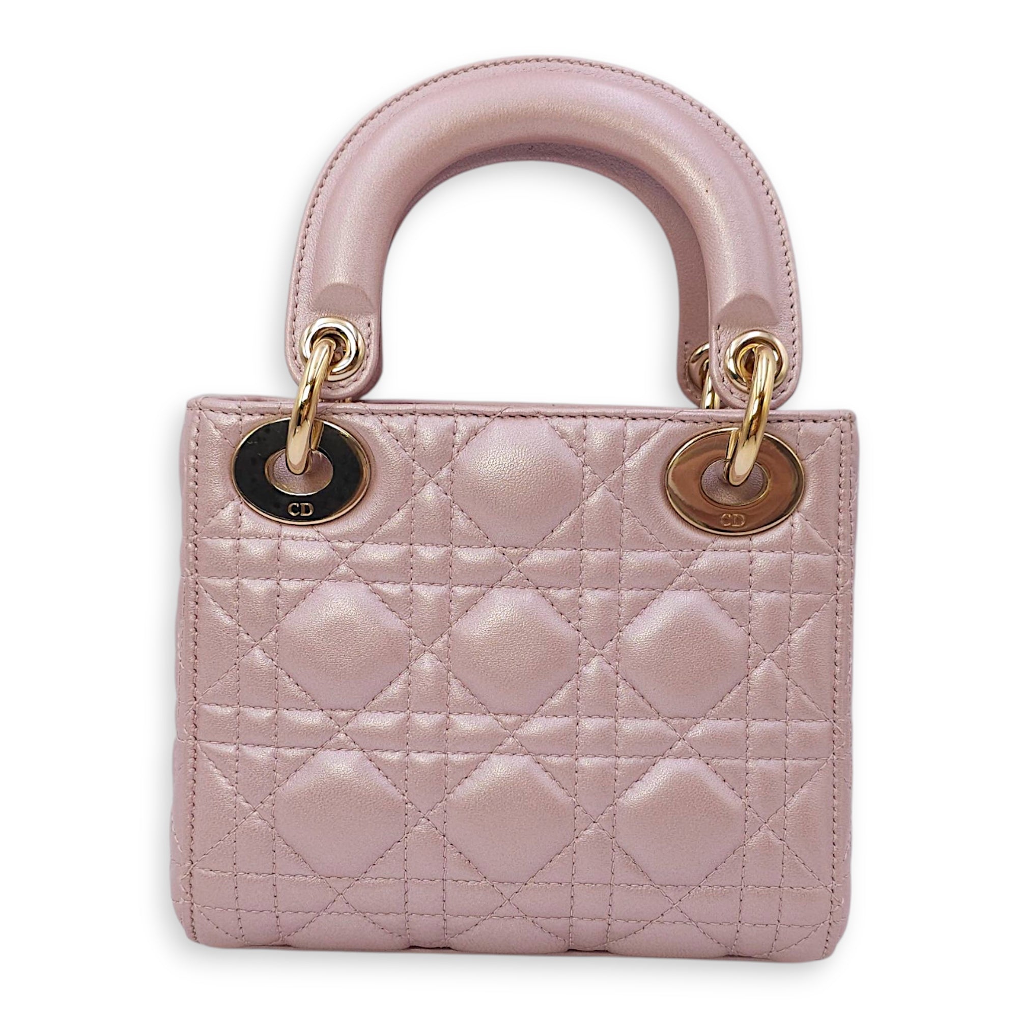 Lady Dior Mini Pink Crossbody Bag in Lambskin, Gold hardware