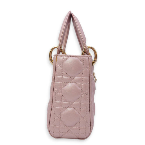 Lady Dior Mini Pink Crossbody Bag in Lambskin, Gold hardware